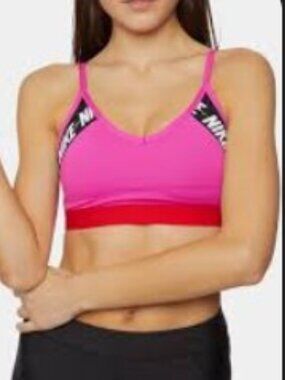 Nike Indy Ligh Support Logo Padded Workout Pink Sport Bra. Size S